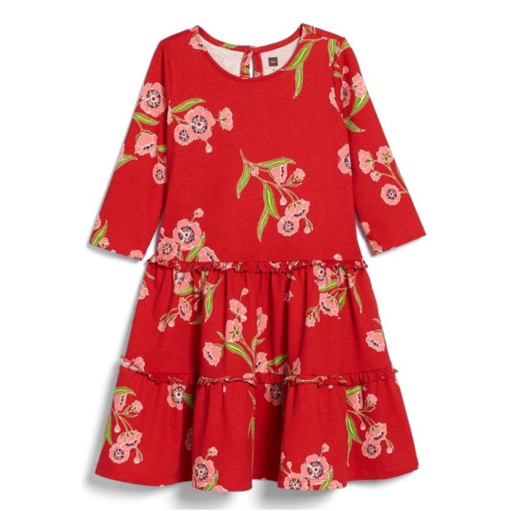 Tea Collection Rowan Tiered Dress - Red Lantern